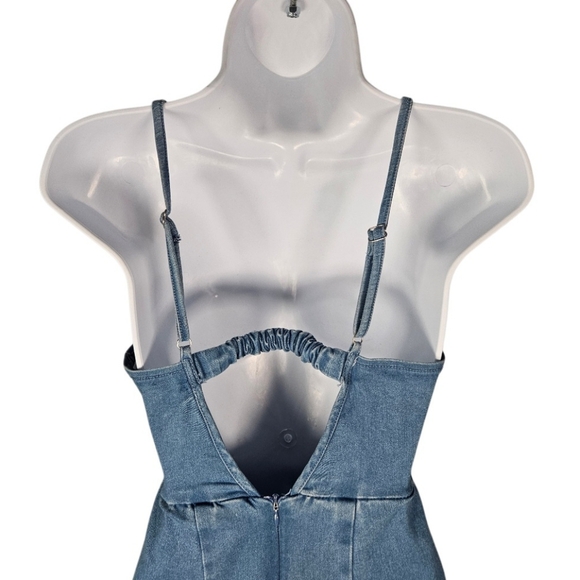 Highway Jeans Spaghetti Strap Jumpsuit Size Small Sleeveless Stretch Blue Denim - Picture 7 of 16